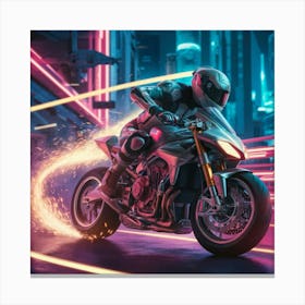 Neon Biker Canvas Print