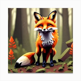 Fox In The Forest 16 Canvas Print