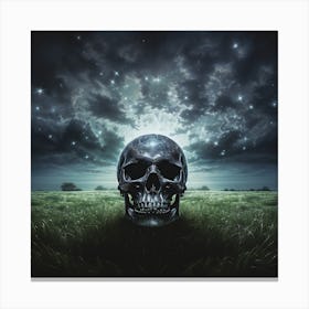 Skull In The Grass Canvas Print