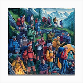 Group Of Hikers Canvas Print