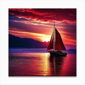 Sailboat At Sunset 31 Canvas Print