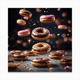 Donuts In The Air Canvas Print