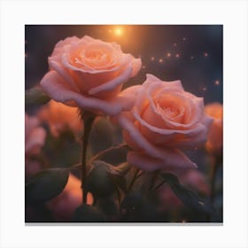 Roses At Night Canvas Print