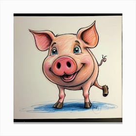 Pig Drawing Canvas Print