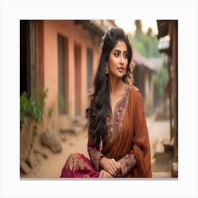 Beautiful Indian Women in Village Canvas Print