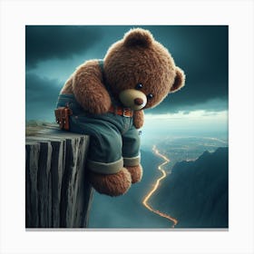 Teddy Bear Sitting On Cliff Canvas Print