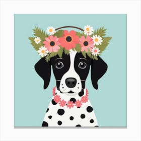 Floral Baby Dalmatian Dog Nursery Illustration (21) Canvas Print
