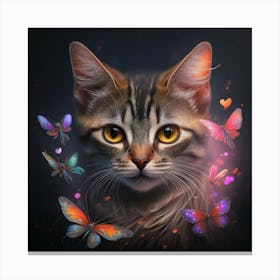 Cat With Butterflies Canvas Print