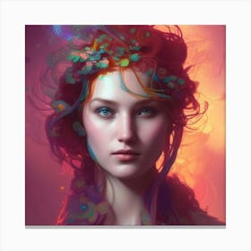 Portrait Of A Girl With Colorful Hair Canvas Print