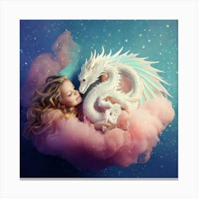 Firefly Sleeping, Winged, Baby Dragon, Mother, Cloud, Powdered Candy Dust, Swirling, Vivid Colors, P (1) Canvas Print