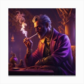 Man Smoking A Cigarette Canvas Print