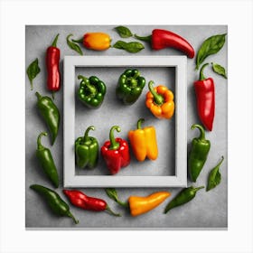 Peppers In A Frame 6 Canvas Print