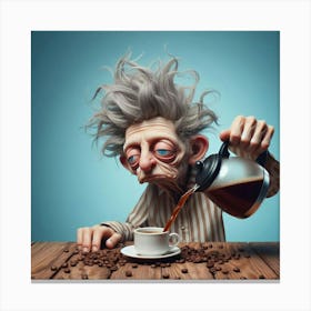 Old Man Drinking Coffee 1 Canvas Print