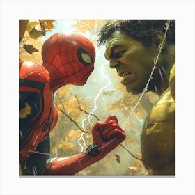 Spiderman Vs Hulk Canvas Print