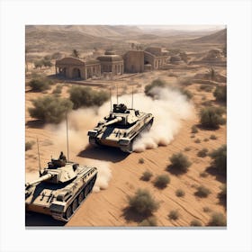 Two Tanks In The Desert Canvas Print