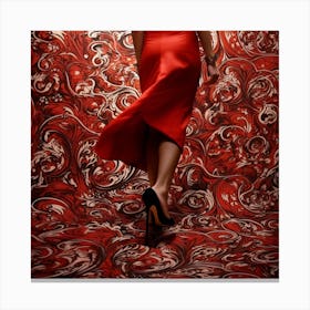 Haelthy 55522 A Woman High Heels Shoes Carpet Pattern Red Color Fd5ee675 Aefd 4e0b A110 Ad4558996cad Canvas Print