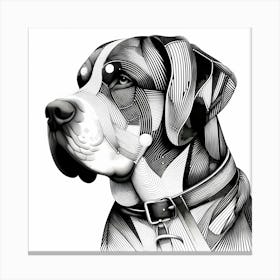 Dog Head - Abstract Line Art Illustration 195 Canvas Print