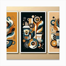 Set Of Three Abstract Posters Canvas Print