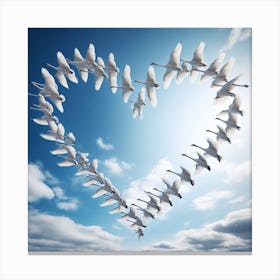 Swans In A Heart Shape Canvas Print