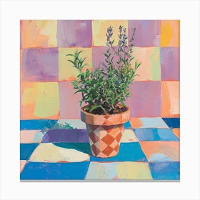 Potted Herb Pastel Checkerboard 1 Canvas Print