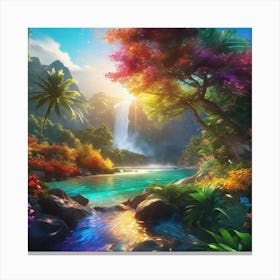 Waterfall In The Jungle 41 Canvas Print
