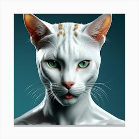 White Cat With Green Eyes Canvas Print