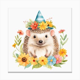 Floral Baby Hedgehog Nursery Illustration (19) Canvas Print