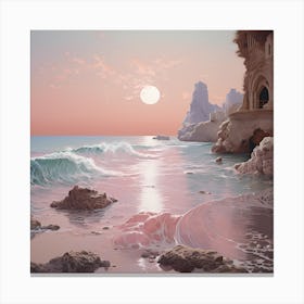 Seaside Symphony: Moonlit Watercolour Elegance Canvas Print