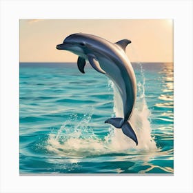 Dolphin Jumping In The Sea Canvas Print