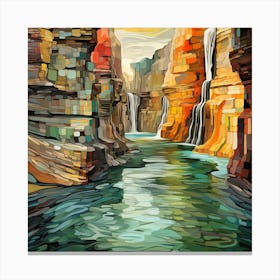 Waterfall In The Canyon Canvas Print