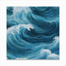 Blue Ocean Waves Canvas Print