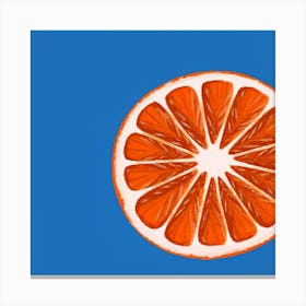Orange Slice On Blue Background Canvas Print