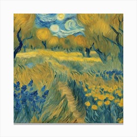 Starry Night In The Field Canvas Print