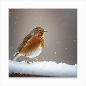 Robin In The Snow Canvas Print