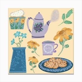 Teatime with the chocolate chip cookies Canvas Print