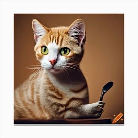 Cat With A Spoon Canvas Print
