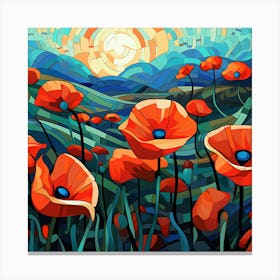 Poppies In The Field Canvas Print