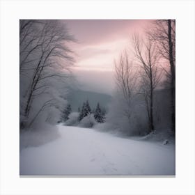 Snowy Path Landscape Canvas Print