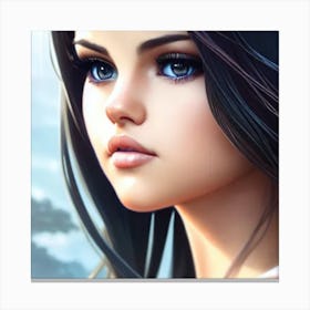 Selena Gomez Hyper-Realistic Anime Portraits Canvas Print