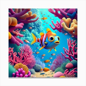 Under The Sea Beautiful Color Fish Swimming Betw (1) Canvas Print
