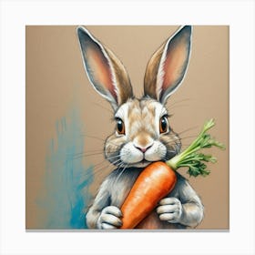 Rabbit Holding Carrot 3 Canvas Print