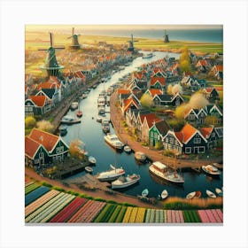 Tulip Village In The Netherlands 1 Canvas Print