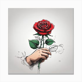 Hand Holding A Rose 1 Canvas Print