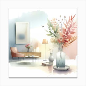 Watercolor Living Room 1 Canvas Print