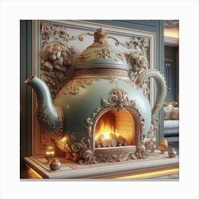 Teapot Fireplace Canvas Print