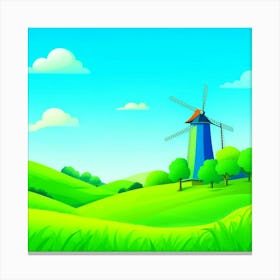 Cartoon Windmill Canvas Print