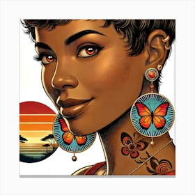 Black Beauty with Butterfly Earrings Canvas Print