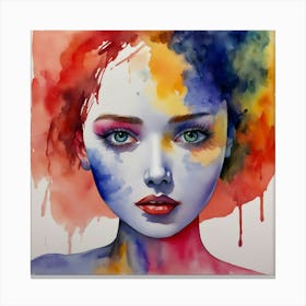 Watercolor Of A Girl 1 Canvas Print