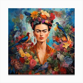 Frida Kahlo on Blue Canvas Print