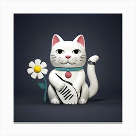 White Cat With Flower Canvas Print